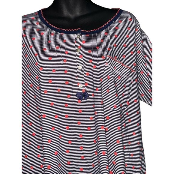 BEAUTIFUL LOVE TO LOUNGE DRESS IN striped blue and white with pink polka dots PR - Picture 3 of 6